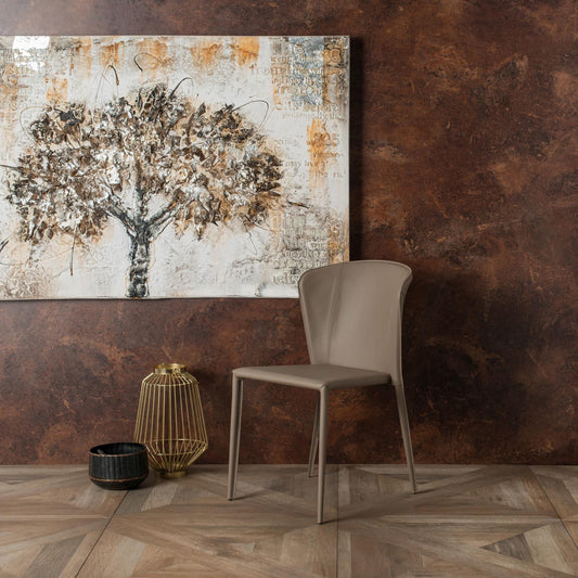 4x Chaise en simili cuir et assise gris tourterelle 49x56x82h cm