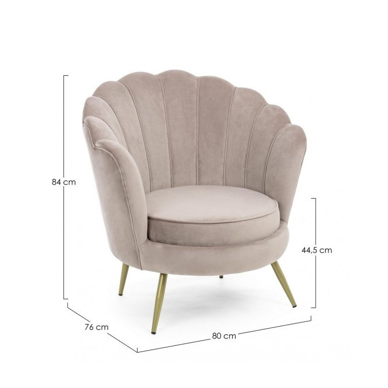 Fauteuil rétro en velours gris clair, modèle paon