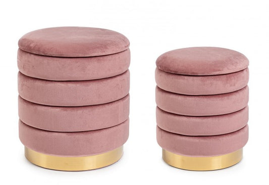 Set2 Pouf de Rangement Darina Rose Antique en velours