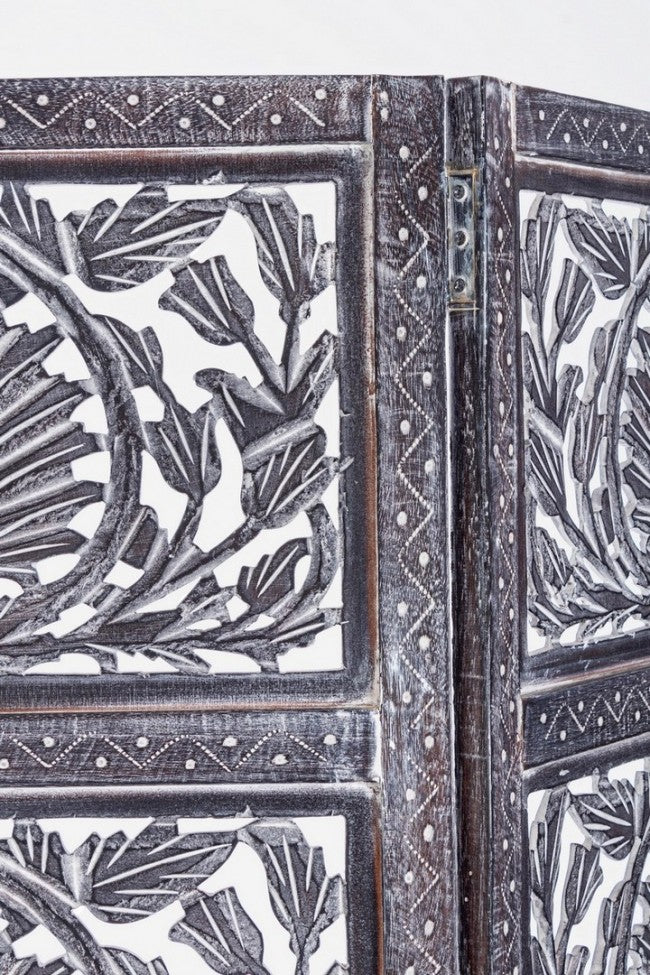 Darika style fusion 3 portes paravent gris antique
