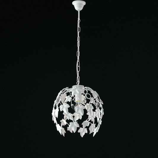 Lustre en fer Shabby Strass blanc une lumière 30x h37 cm lierre