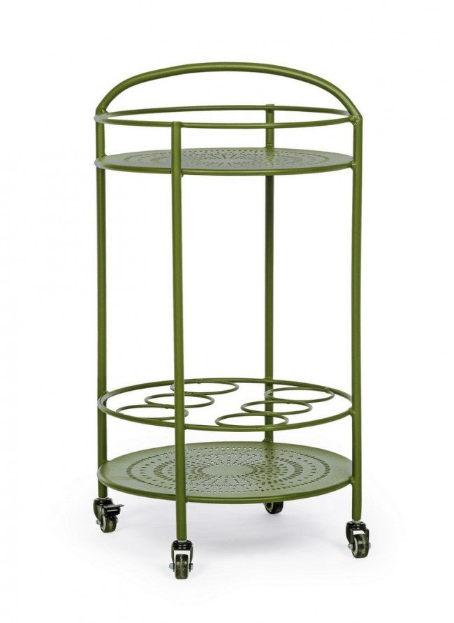 Chariot à bouteilles en acier vert