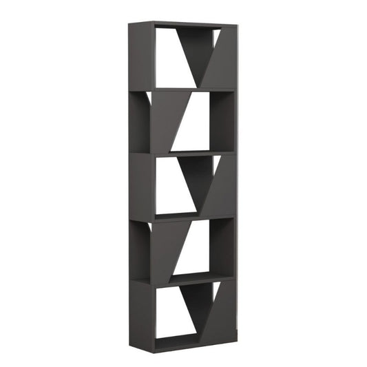 Bibliothèque anthracite avec 5 étagères Structure 54x24xh.168 cm 