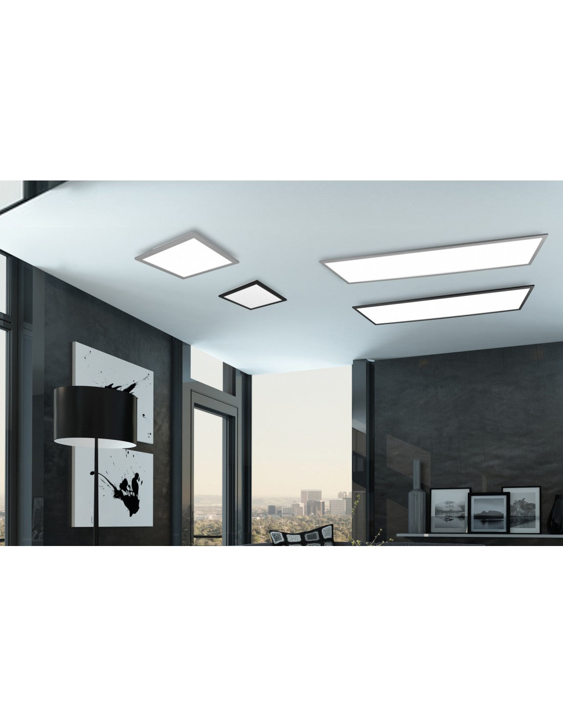 Gradateur LED moderne 34w Alpha noir Trio éclairage applique plafonnier