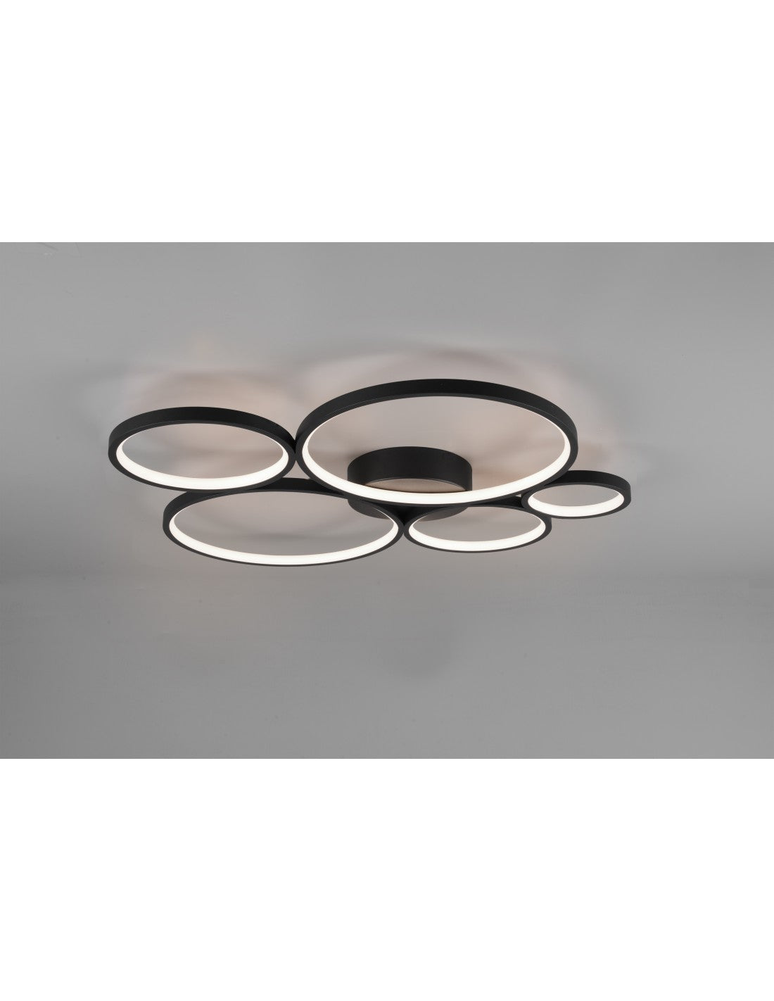 Plafonnier Rondo 5 Cercles LED Gradables Noir L59 cm Trio Lighting