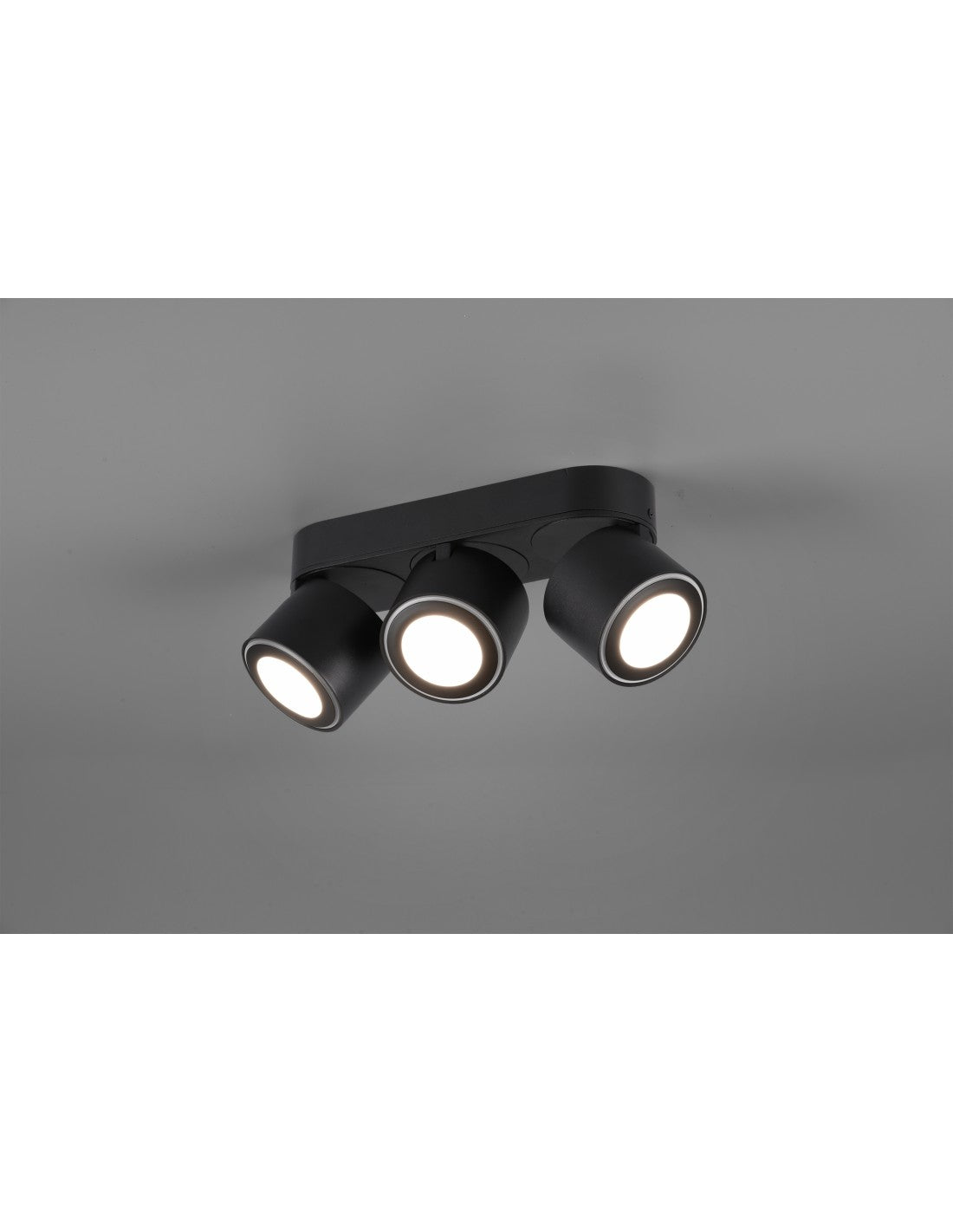 Plafonnier 3 Spots LED Double Émission L27 cm Taurus Noir Trio Lighting