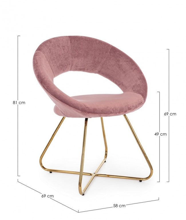 2x Fauteuil Vanity Gold en velours rose