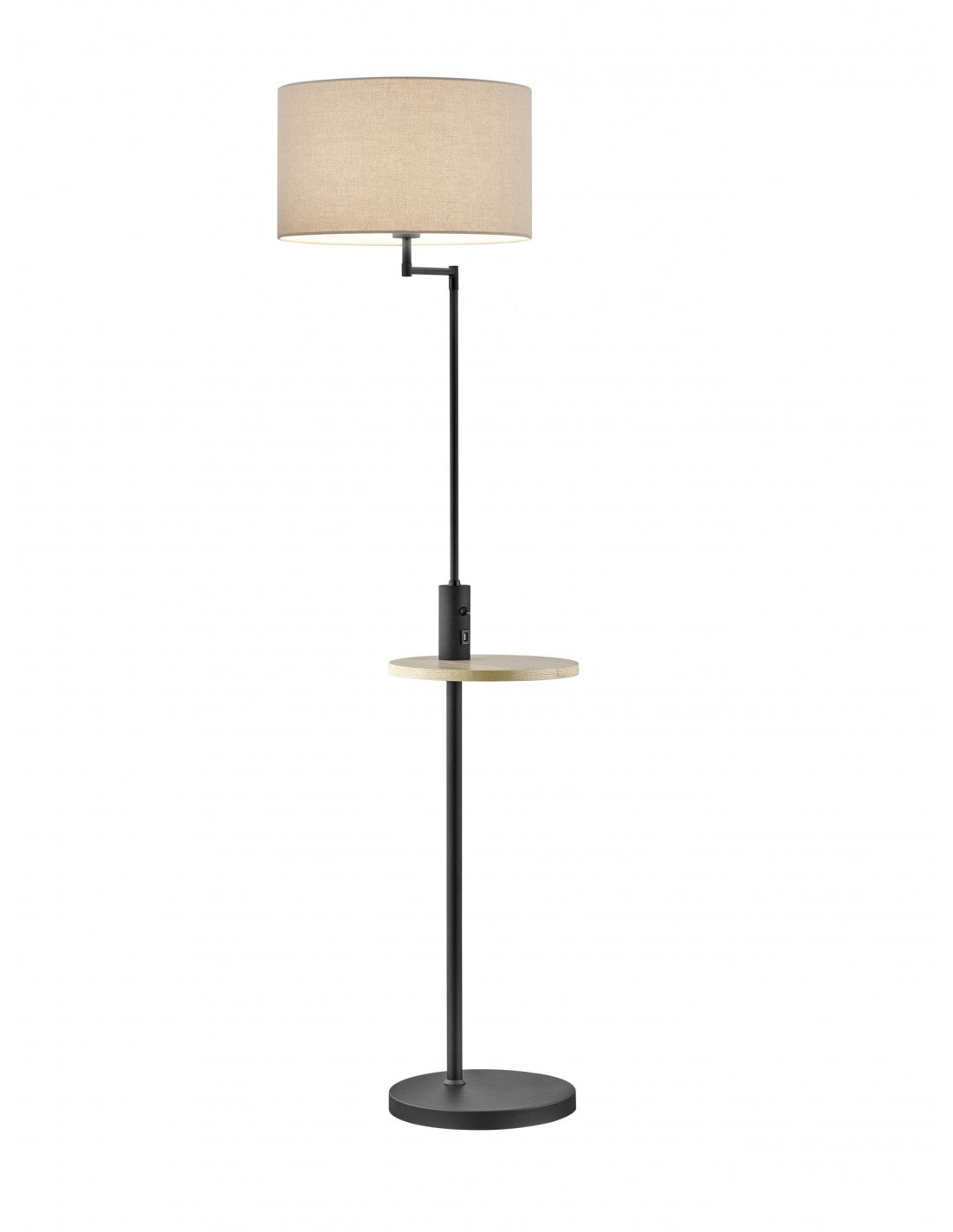 Lampadaire moderne noir Claas avec étagère et port USB Trio Lighting