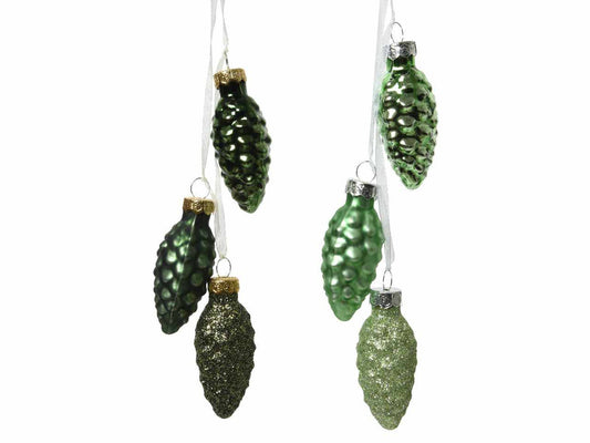 Décoration de sapin de Noël en verre, pomme de pin, 2,5 cm, couleurs assorties