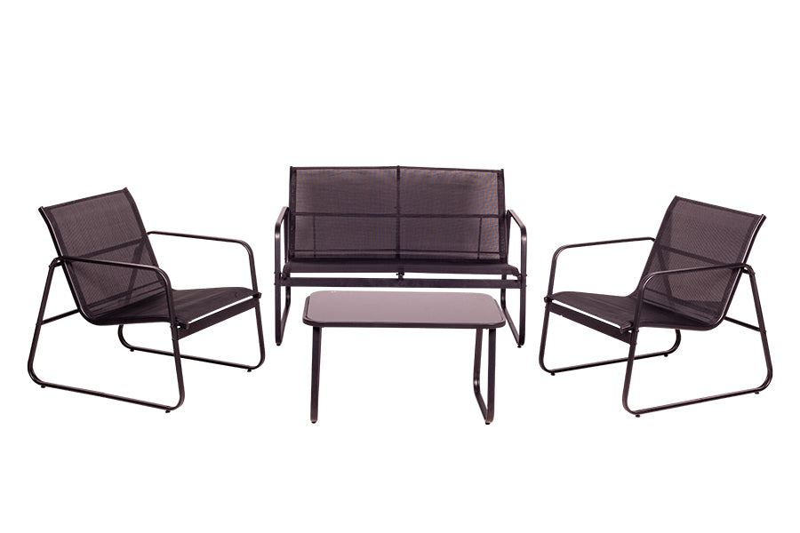 Ensemble de 4 canapés, fauteuils et table basse noirs Dimensions ouvert : 165X65X112cm