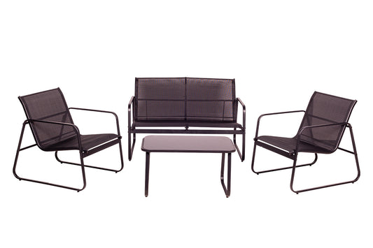 Ensemble de 4 canapés, fauteuils et table basse noirs Dimensions ouvert : 165X65X112cm