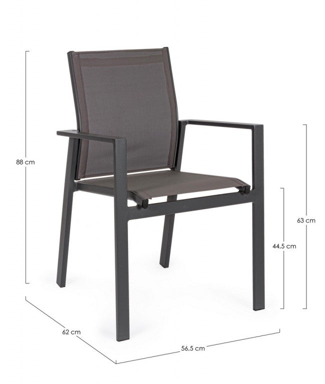 Chaise d'extérieur Crozet avec accoudoirs anthracite foncé