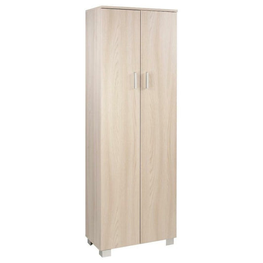 Meuble à chaussures polyvalent avec deux portes et cinq étagères en Light Olmo 62x34x h178 cm