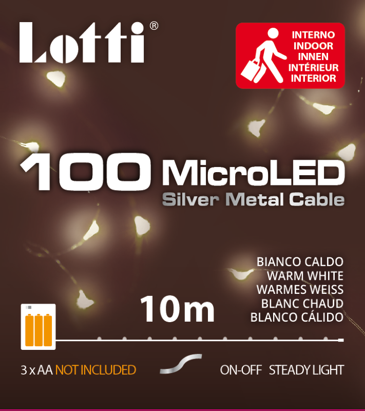 Chaîne de 10 m de 100 micro LED blanc chaud