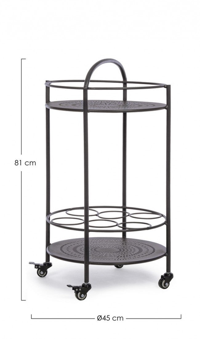 Chariot à bouteilles en acier Gris Anthracite