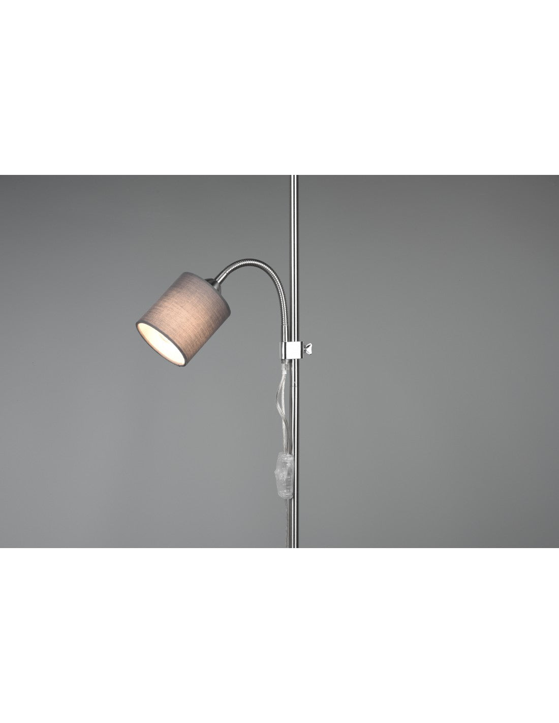 Lampadaire Owen 1xE27+Spot Nickel Et Tissu Gris L36 cm Trio Lighting