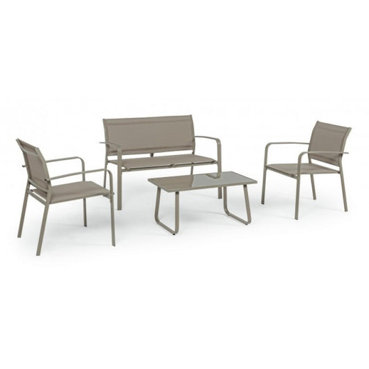 Bizzotto ensemble de jardin gris tourterelle 4 pièces