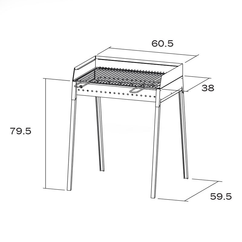 Barbecue terrasse de jardin en fer 40 x 60 cm Vésuve