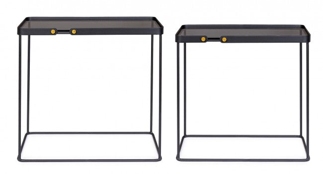 Set de 2 tables basses rectangulaires en acier noir Zeina