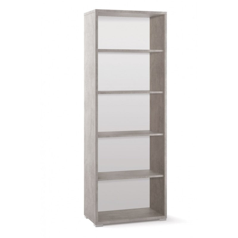 Bibliothèque haute moderne en bois Beton Cemento avec quatre étagères 71x41x h199 cm