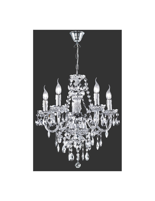 Lustre avec Bras 5 Lumières Lüster Classic Chrome avec Trio Lighting Suspensions