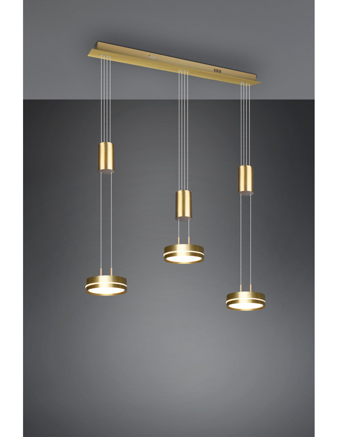 Lustre LED Moderne 3 Disques Laiton Franklin Trio Lighting