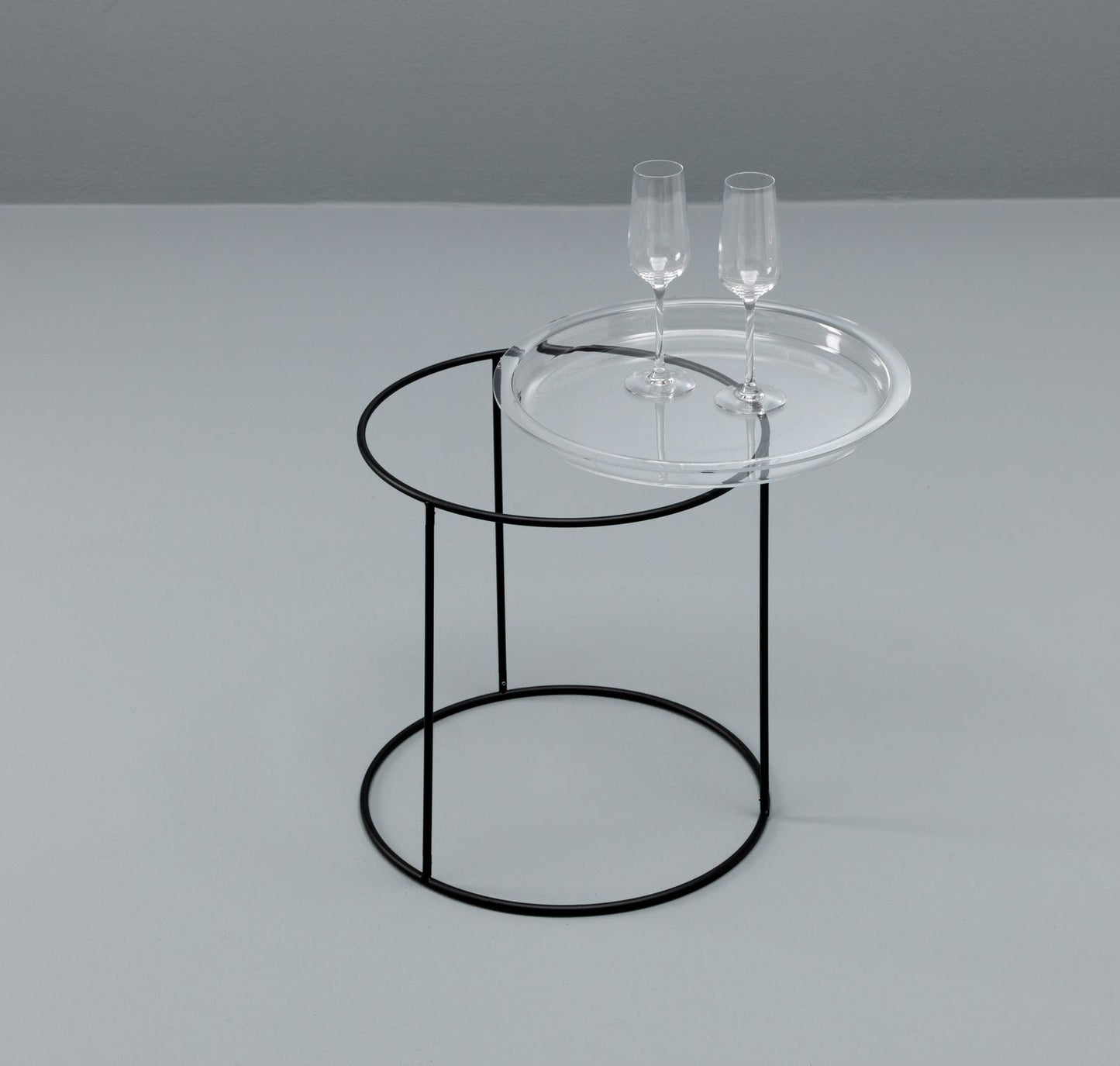 Table basse avec plateau en verre trempé et base noire 40x40 cm