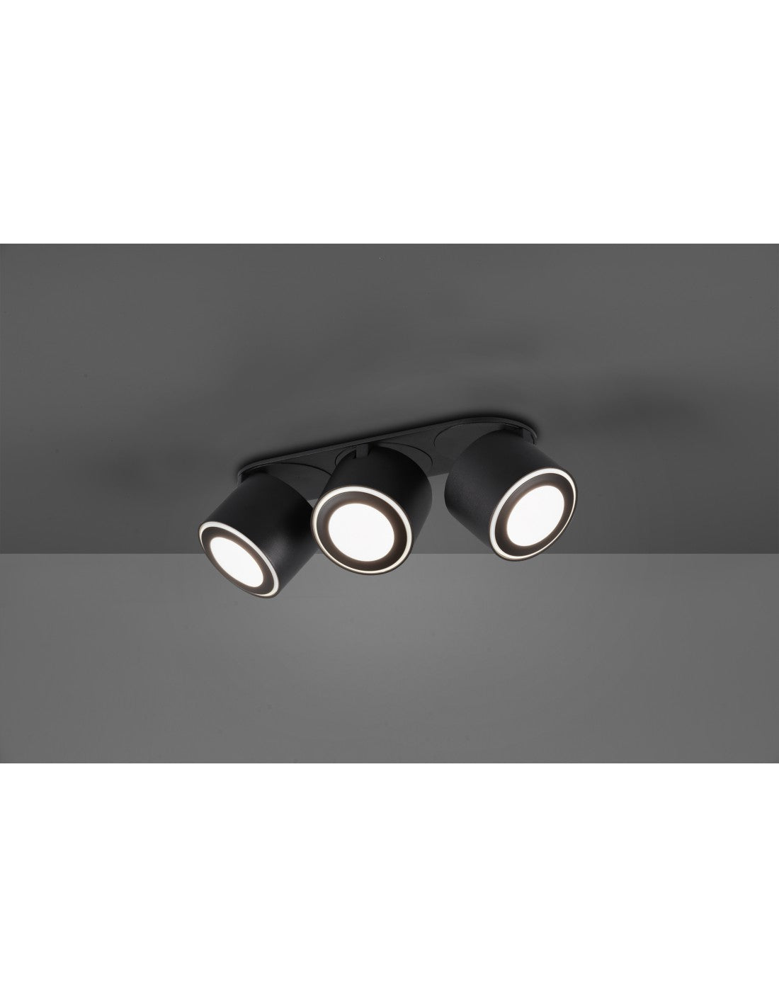 Plafonnier 3 Spots LED Double Émission L27 cm Taurus Noir Trio Lighting