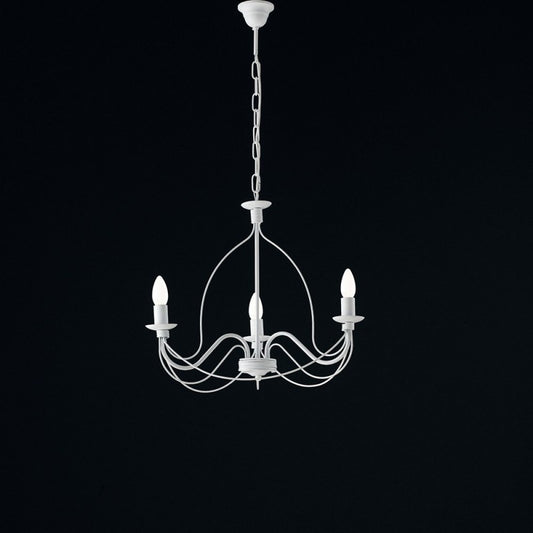 Lustre en fer shabby blanc à trois lumières 49x h43 cm