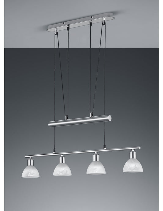 Lustre Haut et Bas 4 Lumières Barbell Levisto Nichel Trio Lighting