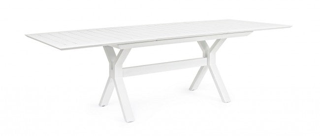 Table de jardin extensible Kenyon blanche 180-240 x 100 cm