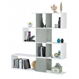 KIT BIBLIOTHÈQUE 'ZIG-ZAG' 145X29X145H BLANC-CEM.