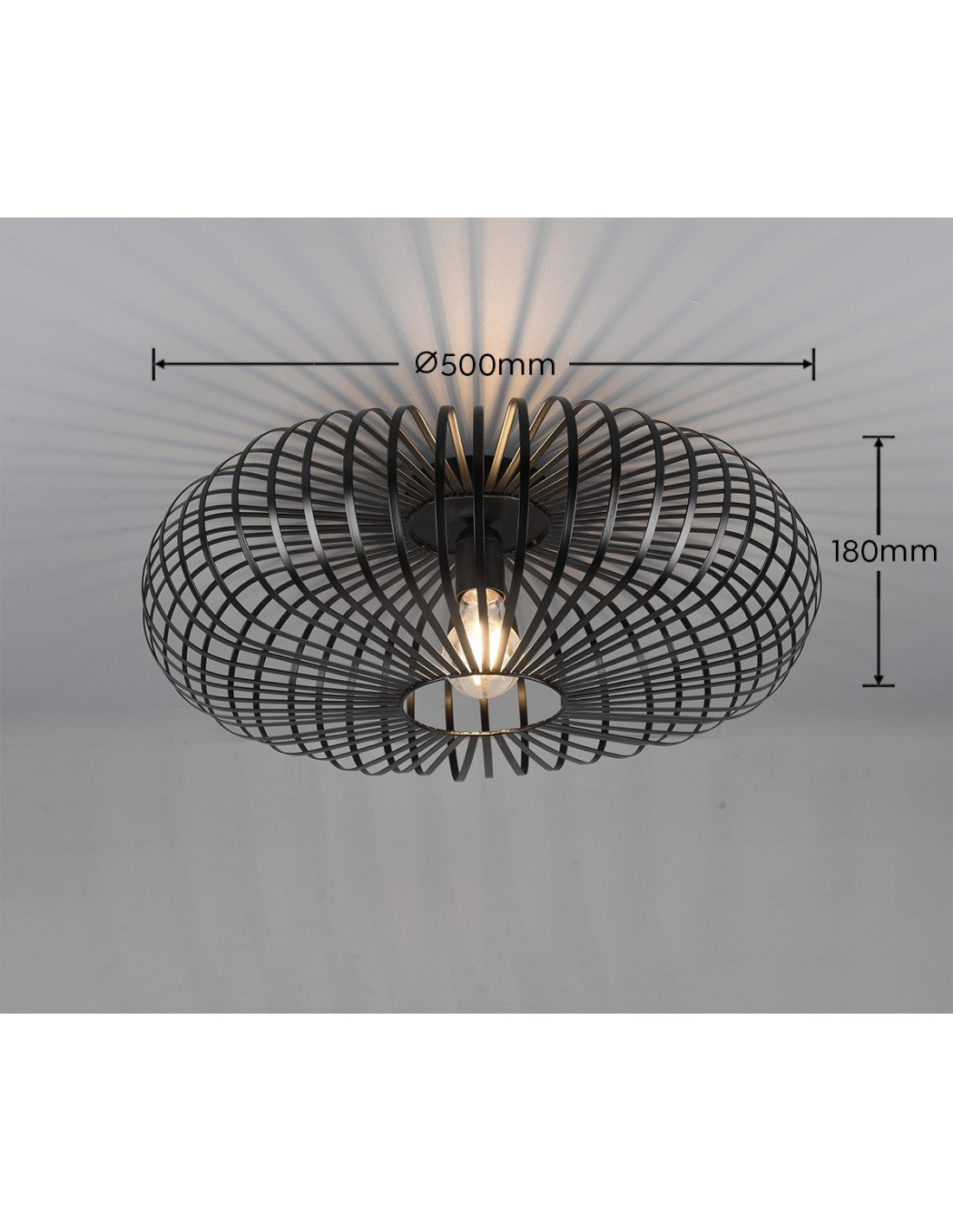 Plafonnier Cage Ouverte Noir Ellipse Noir Johann Ø50 cm Trio Lighting