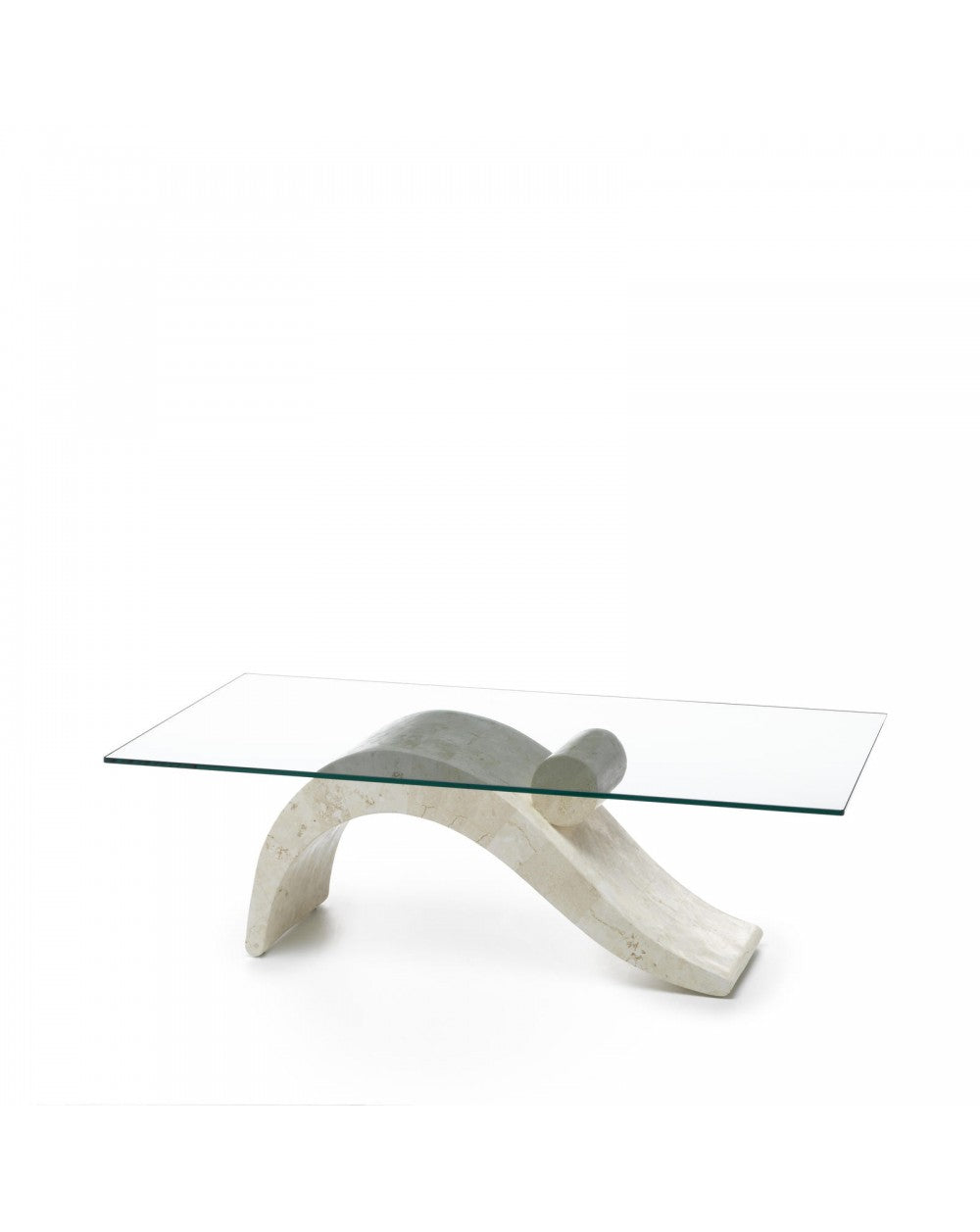 Table basse beige transparent 70 cm x 120 cm H. 40 cm