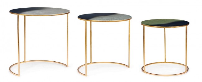 Ensemble de 3 tables basses en métal de style ambiance