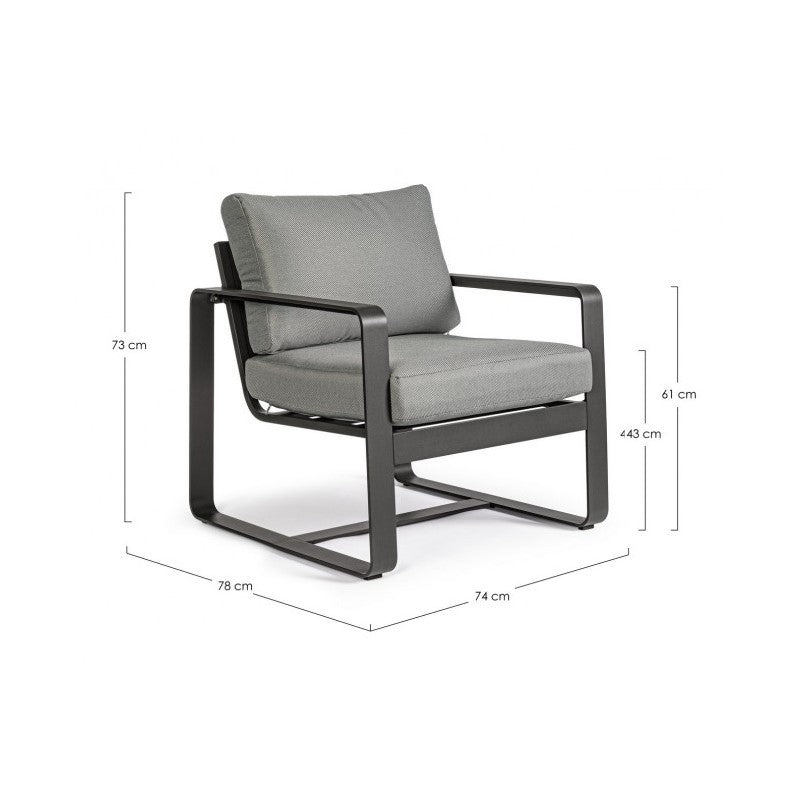 Fauteuil de jardin en aluminium anthracite MERRIGAN YK13 74x78x h84 cm