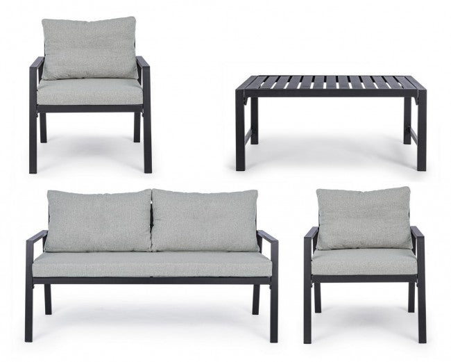 Salon de jardin anthracite avec coussins déhoussables