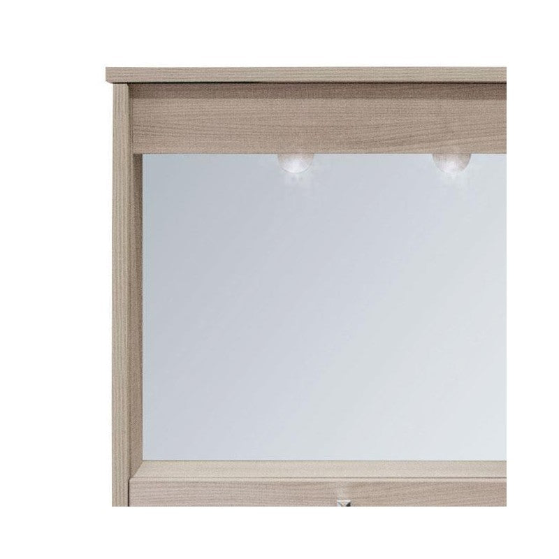 Meuble de salle de bain moderne miroir 1 porte avec abattant orme h.61x73x14