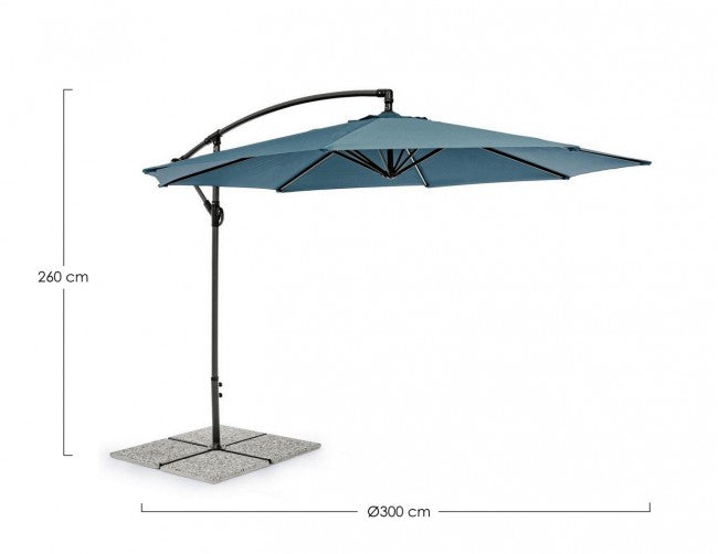 Parasol de jardin avec bras 360° Texas 300x h260 cm Anthracite-Paon