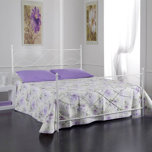 Lit double en fer SOSPIRO avec pied de lit Blanc 166x208x h128 cm