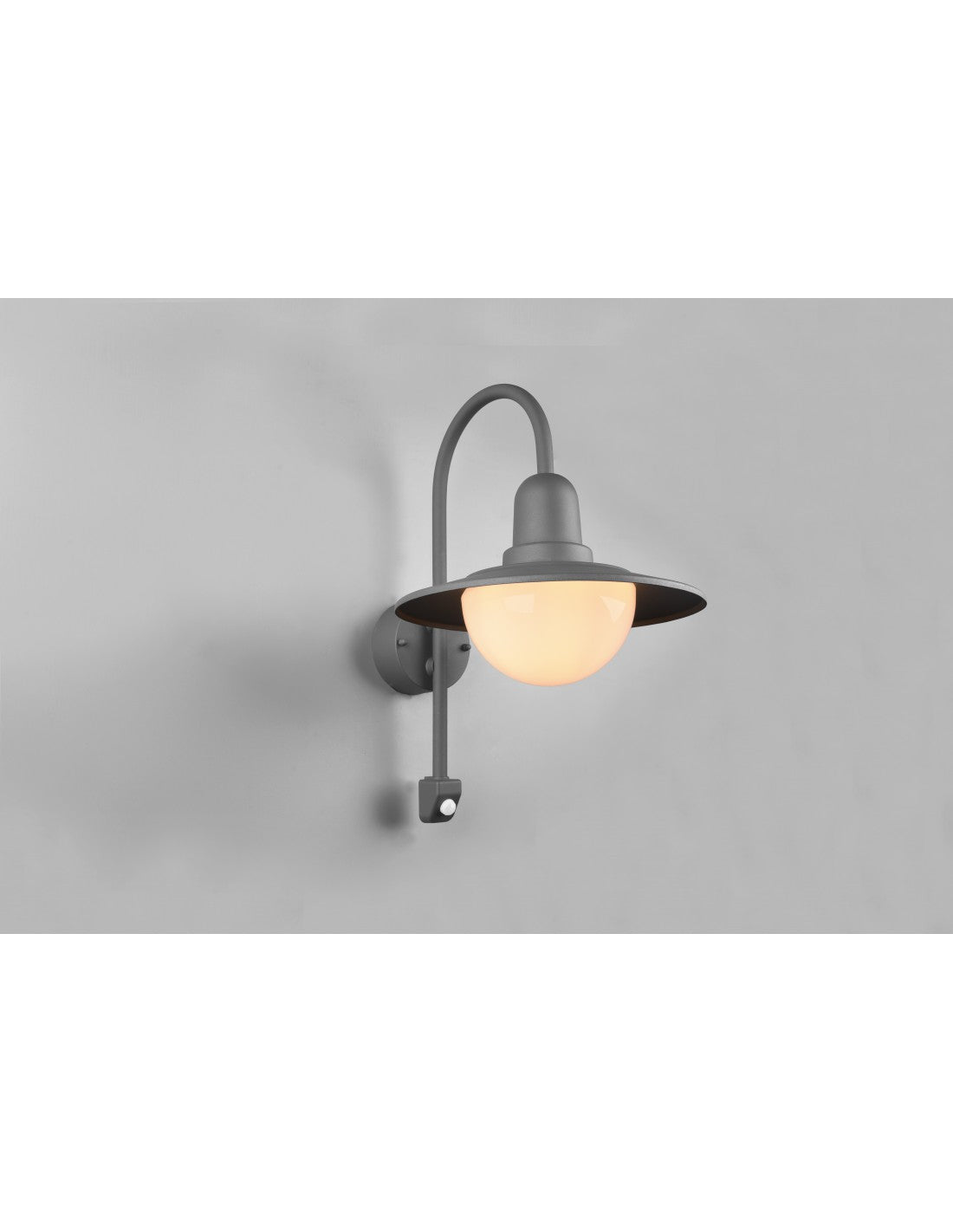 Applique Vintage Bras Courbé Anthracite Avec Détecteur De Mouvement IP44 Norman Trio Lighting