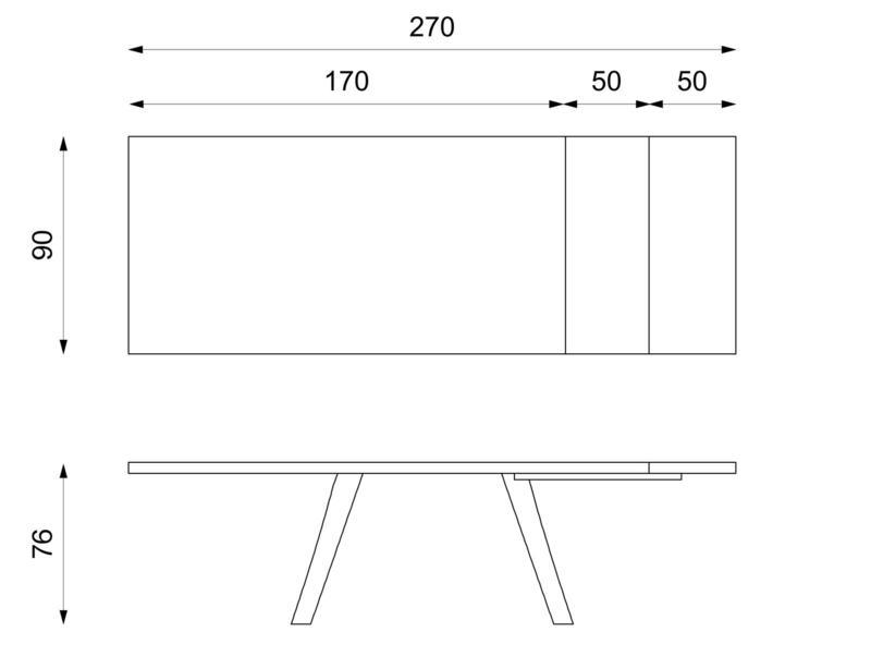 Table extensible avec plateau rouille et pieds blancs 170/270x90x76h cm