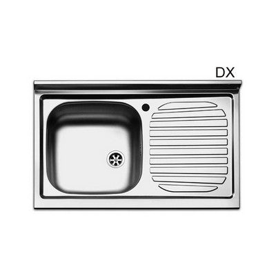 Evier à poser inox, 1 bac 80 cm, égouttoir à droite