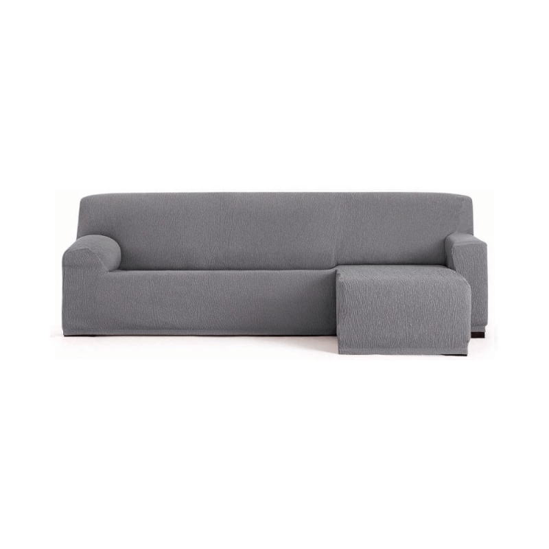 Troya housse de canapé élastique péninsule droite gris accoudoir court 250/310