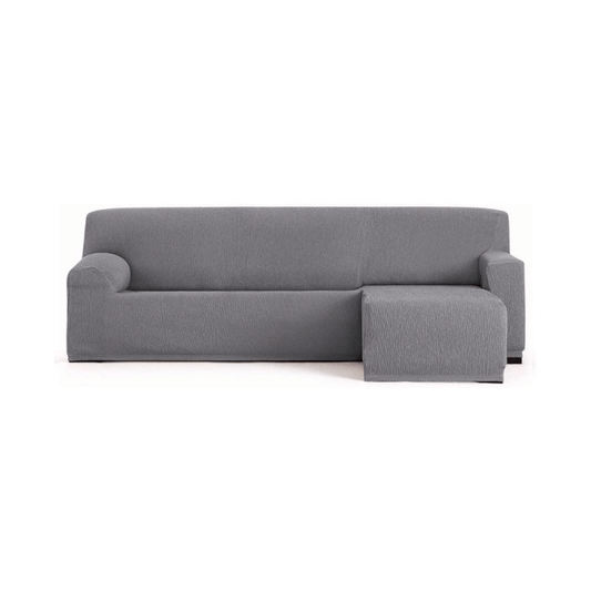 Troya housse de canapé élastique péninsule droite gris accoudoir court 250/310
