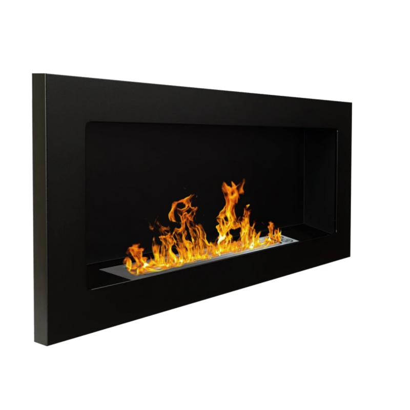 Cheminée bioéthanol murale ou encastrable Lucca Nero L 90 x P 12 x H 40