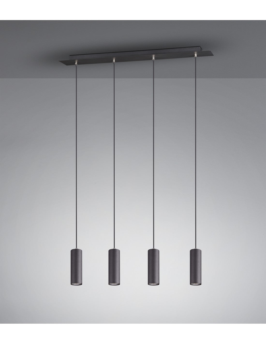 Suspension Peninsula 4 Lumières Cylindres Marley Noir Trio Éclairage