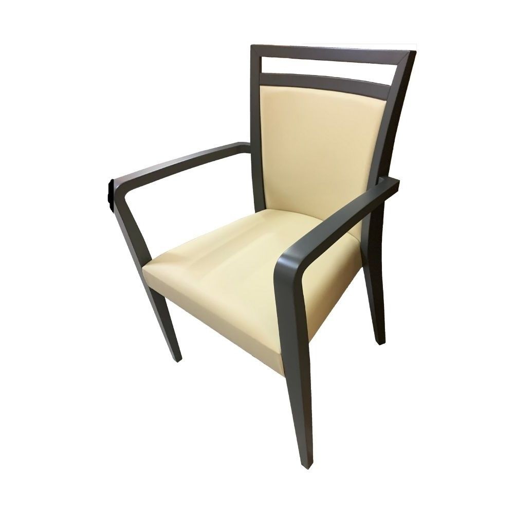 Fauteuil Alpha en bois éco-cuir beige