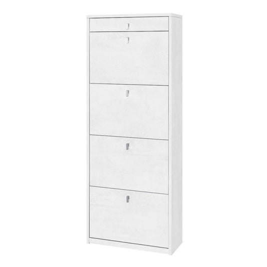 Étagère à chaussures avec quatre portes et un tiroir supérieur en Oxy White 63x29x h164 cm