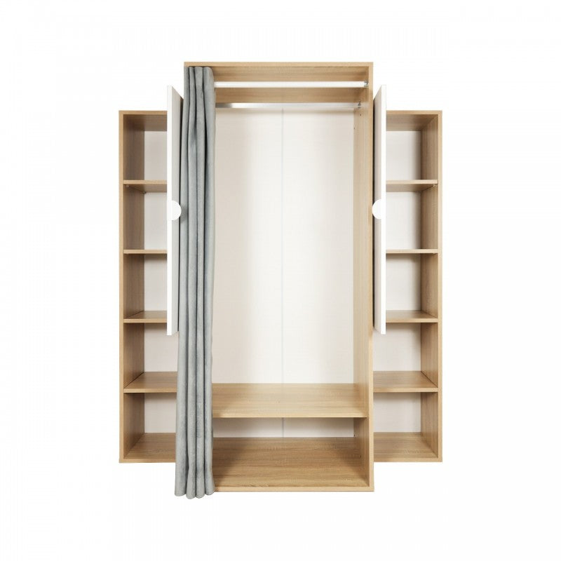Armoire en chêne avec portes et portemanteau pour cabine ou chambre